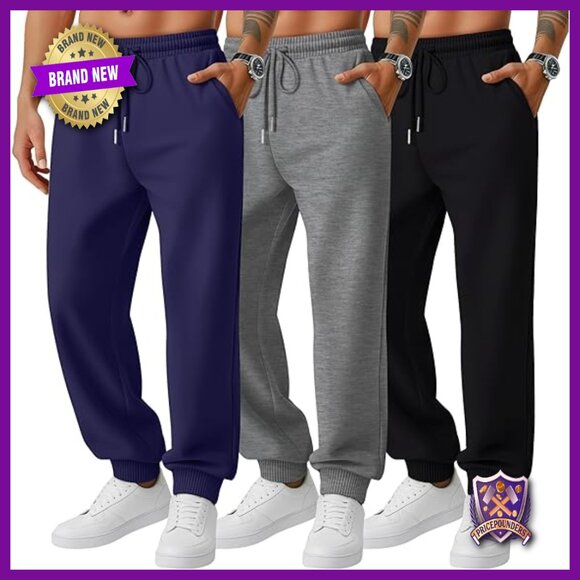 3 Pack Big & Tall Sweatpants Joggers Lounge Pants Athletic Plus Size